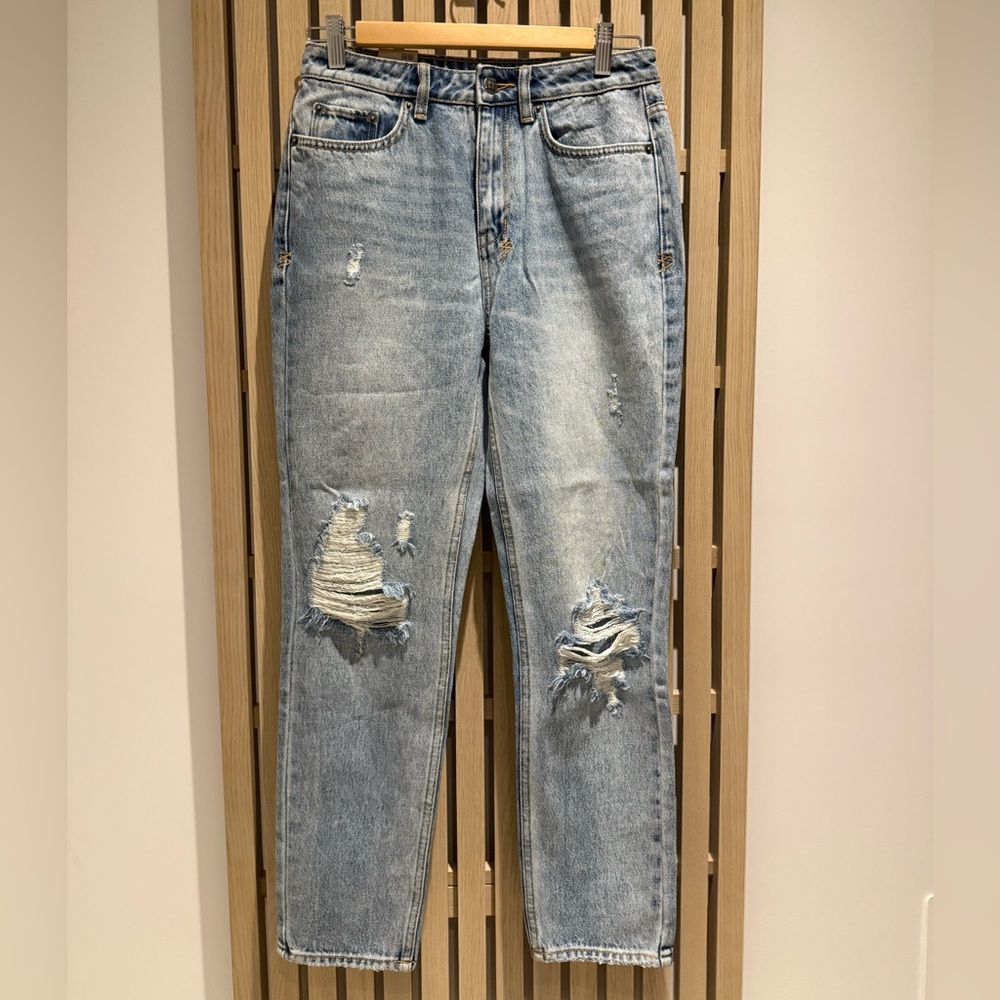 Ksubi Light Blue Distressed Slim Straight Leg Jeans
